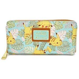 Loungefly Pokemon Pikachu Leaves Mint Zip Wallet RARE LIKE NEW